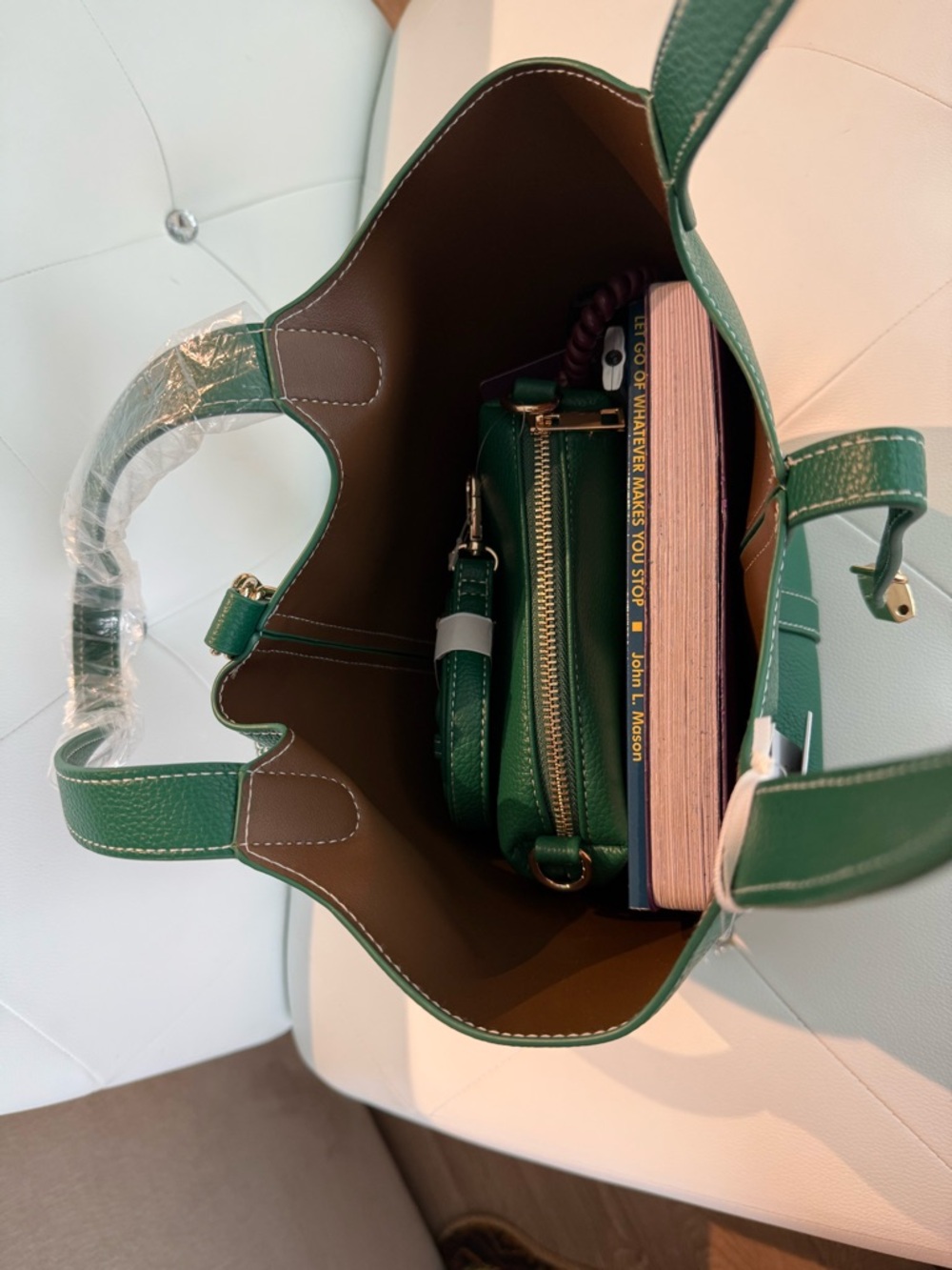 Y2K - 👜 Kayla + Ava Green Top Handle Tote & Crossbody Set - Picture 7 of 10